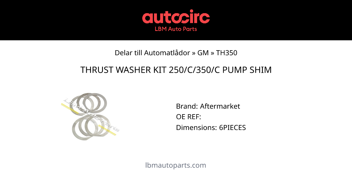 THRUST WASHER KIT 250/C/350/C PUMP SHIM