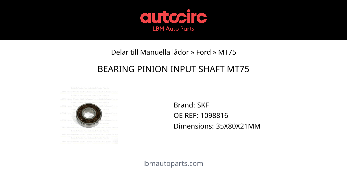 BEARING PINION INPUT SHAFT MT75